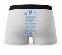 Boxer Homme Albert | Caleçon en Coton Gris avec Motif au Dos et Coutures Plates | S à 5XL | Cadeau Prénom Anniversaire Fête des Pères