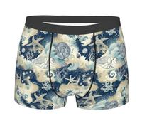 Boxer Homme Algues, Coraux Et Coquillages Caleçon Hommes | Boxer Homme Confort Extensible Boxer Homme Sport Pour Quotidien Course Voyage Men Underpants