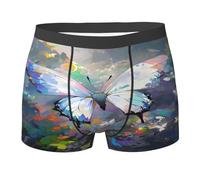 Boxer Homme Art du Papillon Graffiti Boxers Shorty Doux sous-Vêtements Classique Boxer Shorts pour Quotidien Running Sport L