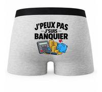 Boxer Homme Banquier J'peux Pas | Caleçon Coton Gris Motif au Dos Coutures Plates S à 5XL | Idée Cadeau Fête des Pères Noël