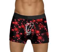 Boxer Homme,Boxer pour Homme,Catégorie de Produit sous-vêtements Masculins - Cadeau Saint-Valentin avec imprimé Bulle Rouge sur Fond Rose - Style Unique et Confort (Black, S)