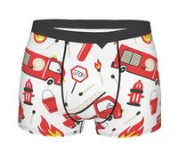 Boxer Homme Camion De Pompiers Caleçon Boxeur Élastique Boxer Shorts Respirants Boxers Shorty pour Sport Gym Running S