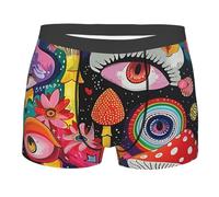 Boxer Homme Champignon Psychédélique Fleurs Œil Cœur Coloré Boxer Shorts Confortables Caleçon Boxeur Respirants Boxers Shorty pour Gym Running Sport M
