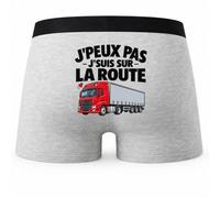 Boxer Homme Chauffeur Routier J'peux Pas | Caleçon Coton Gris Motif au Dos Coutures Plates S à 5XL | Idée Cadeau Fête des Pères Noël