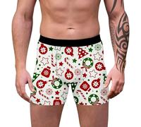 Boxer Homme Coton Imprimé Animal Fantaisie, Calecon Personnalise Taille Élastique Long Coupe Régulière Respirante, Caleçon Noël Homme Décontracté Cadeau De Noël Drole Christmas, M