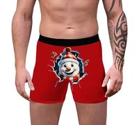 Boxer Homme Coton Imprimé Animal Humour, Calecon Personnalise Taille Basse Long Doux Et Confortable Respirante, sous-Vêtements De Noël Hommes Transparent Cadeau De Noël Drole Christmas, 3XL