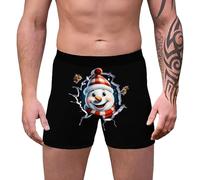 Boxer Homme Coton Imprimé Animal Humour, Calecon Personnalise Taille Basse Long Doux Et Confortable Respirante, sous-Vêtements De Noël Hommes Transparent Cadeau De Noël Drole Christmas, XXL