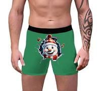 Boxer Homme Coton Imprimé Animal Humour, Calecon Personnalise Taille Basse Long Doux Et Confortable Respirante, sous-Vêtements De Noël Hommes Transparent Cadeau De Noël Drole Christmas, XXL