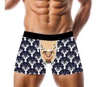 Boxer Homme Coton Imprimé Animal Humour, Calecon Personnalise Taille Élastique Long Doux Et Confortable Respirante, sous-Vêtements De Noël Hommes Décontracté Noël Cadeau Mode, 3XL