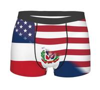 Boxer Homme Drapeau Américain Et Drapeau De La République Dominicaine sous-Vêtement Nouveau Coupe Élastique Fitted Caleçons, pour Pères, Petit Ami, L'Usage Quotidien, S