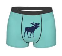 Boxer Homme Drapeau De L'Orignal De L'Alaska Boxer Shorts Respirants Boxers Shorty Classique Caleçon Boxeur pour Running Gym Quotidien M