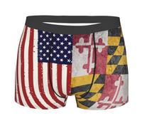 Boxer Homme Drapeau Grunge du Maryland sous-Vêtement Respirant Nouveau Fitted Caleçons, pour Petit Ami, Pères, Anniversaire, 2XL