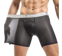 Boxer homme en coton boxer taille haute pantalon ennuyeux pour homme respirant confortable boxer fesses mouvement pantalon graisse chemin sous-vêtements homme, gris, XXL