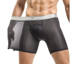 Boxer homme en coton boxer taille haute pantalon ennuyeux pour homme respirant confortable boxer fesses mouvement pantalon graisse chemin sous-vêtements homme, gris, XXL
