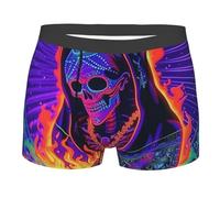 Boxer Homme Faucheuse Jésus Vierge Marie Guadalupe Néon Trippy Boxer Shorts Confortables Boxers Shorty Confort sous-Vêtements pour Adaptés À Toutes Occasions Sport Gym XXL