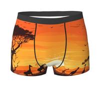 Boxer Homme Faune Africaine, Girafe, Coucher De Soleil Sports sous-Vêtements Doux Respirant Caleçons Boxeurs pour Hommes, pour Le Sport, Petit Ami, Anniversaire, S