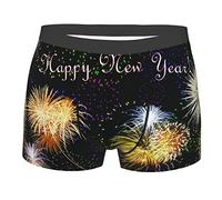 Boxer Homme Feu d'artifice Bonne Année Sports sous-Vêtements Nouveau Et Confortable Boxer en Classique, pour Anniversaire, Petit Ami, Pères, XL