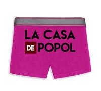 Boxer Homme Humour La CASA de popol - Imprimé en France - Caleçon Homme Drole et Rigolo - Cadeau Humour Anniversaire Original (Rose, S)