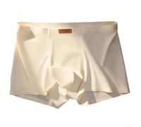 Boxer Homme Ice Silk Sans Couture Léger Respirant Doux Sous-vêtements Trunks Taille Moyenne pour Bureau L-4XL (Blanc XXXXL)