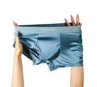 Boxer Homme Ice Silk Trunk Lisse Respirant Confortable(Blue 3XL)