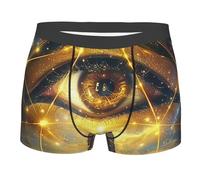 Boxer Homme Œil des Pyramides Géométrique Égypte Ancienne Or sous-Vêtements Doux Boxers Shorty Confort Boxer Shorts pour Running Gym Sport M