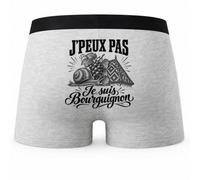 Boxer Homme J’Peux Pas Je suis Bourguignon | Caleçon en Coton Gris avec Motif au Dos et Coutures Plates | S à 5XL | Cadeau Anniversaire Fête des Pères