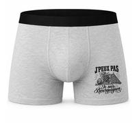 Boxer Homme J’Peux Pas Je suis Bourguignon | Caleçon en Coton Gris avec Motif Devant et Coutures Plates | S à 5XL | Cadeau Anniversaire Fête des Pères