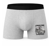 Boxer Homme J’Peux Pas Je suis Limousin | Caleçon en Coton Gris avec Motif Devant et Coutures Plates | S à 5XL | Cadeau Anniversaire Fête des Pères