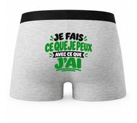 Boxer Homme Je Fais ce Que Je Peux avec ce Que J'Ai Expressions Françaises | Caleçon Coton Gris Motif au Dos Coutures Plates S à 5XL | Idée Cadeau Fête des Pères Noël