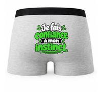 Boxer Homme Je Fais Confiance à Mon Instinct. Expressions Françaises | modèle 2 | Caleçon Coton Gris Motif au Dos Coutures Plates S à 5XL | Idée Cadeau Fête des Pères Noël