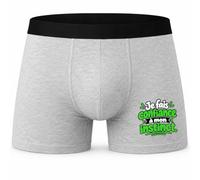 Boxer Homme Je Fais Confiance à Mon Instinct. Expressions Françaises | modèle 2 | Caleçon Coton Gris Motif Devant Coutures Plates S à 5XL | Idée Cadeau Fête des Pères Noël