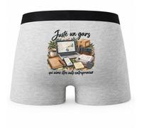 Boxer Homme Juste Un Gars Qui Aime être Auto-Entrepreneur | Caleçon Coton Gris Motif au Dos Coutures Plates S à 5XL | Idée Cadeau Fête des Pères Noël