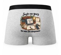 Boxer Homme Juste Un Gars Qui Aime être Entrepreneur | Caleçon Coton Gris Motif au Dos Coutures Plates S à 5XL | Idée Cadeau Fête des Pères Noël