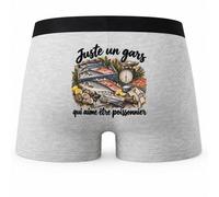 Boxer Homme Juste Un Gars Qui Aime être poissonnier | Caleçon Coton Gris Motif au Dos Coutures Plates S à 5XL | Idée Cadeau Fête des Pères Noël