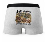 Boxer Homme Juste Un Gars Qui Aime la Haute-Loire | Caleçon Coton Gris Motif au Dos Coutures Plates S à 5XL | Idée Cadeau Altiligérien Fête des Pères Noël