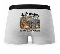 Boxer Homme Juste Un Gars Qui Aime la Seine-Maritime | Caleçon Coton Gris Motif au Dos Coutures Plates S à 5XL | Idée Cadeau Seinomarin Fête des Pères Noël