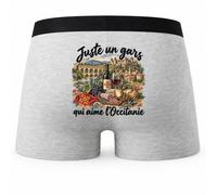 Boxer Homme Juste Un Gars Qui Aime l'Occitanie | Caleçon Coton Gris Motif au Dos Coutures Plates S à 5XL | Idée Cadeau Fête des Pères Noël