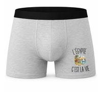 Boxer Homme L’Égypte c’est la Vie | Caleçon en Coton Gris avec Motif Devant et Coutures Plates | S à 5XL | Cadeau Voyageur Anniversaire Fête des Pères