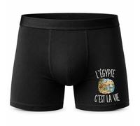 Boxer Homme L’Égypte c’est la Vie | Caleçon en Coton Noir avec Motif Devant et Coutures Plates | S à 5XL | Cadeau Voyageur Anniversaire Fête des Pères