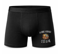 Boxer Homme La Course À Obstacles c’est la Vie | Caleçon en Coton Noir avec Motif Devant et Coutures Plates | S à 5XL | Cadeau Trailer Anniversaire Fête des Pères