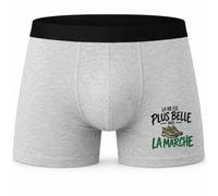 Boxer Homme La Vie est Plus Belle avec la Marche | modèle 2 | Caleçon Coton Gris Motif Devant Coutures Plates S à 5XL | Idée Cadeau Marcheur Fête des Pères Noël