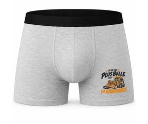 Boxer Homme La Vie est Plus Belle avec la randonnée | Caleçon Coton Gris Motif Devant Coutures Plates S à 5XL | Idée Cadeau Randonneur Fête des Pères Noël