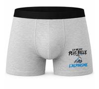 Boxer Homme La Vie est Plus Belle avec l'alpinisme | modèle 1 | Caleçon Coton Gris Motif Devant Coutures Plates S à 5XL | Idée Cadeau Alpiniste Fête des Pères Noël