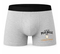 Boxer Homme La Vie est Plus Belle avec Le Beach-Volley | modèle 2 | Caleçon Coton Gris Motif Devant Coutures Plates S à 5XL | Idée Cadeau Volleyeur Fête des Pères Noël