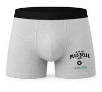 Boxer Homme La Vie est Plus Belle avec Le Billard | modèle 1 | Caleçon Coton Gris Motif Devant Coutures Plates S à 5XL | Idée Cadeau Billardiste Fête des Pères Noël