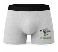 Boxer Homme La Vie est Plus Belle avec Le Disc Golf | modèle 2 | Caleçon Coton Gris Motif Devant Coutures Plates S à 5XL | Idée Cadeau Fête des Pères Noël