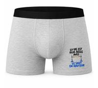 Boxer Homme La Vie est Plus Belle avec Le Saut en Hauteur | Caleçon Coton Gris Motif Devant Coutures Plates S à 5XL | Idée Cadeau Athlète Fête des Pères Noël