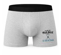 Boxer Homme La Vie est Plus Belle avec Le Ski de Fond | modèle 1 | Caleçon Coton Gris Motif Devant Coutures Plates S à 5XL | Idée Cadeau Fondeur Fête des Pères Noël