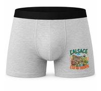 Boxer Homme L'alsace C'est ma thérapie | Caleçon en Coton Gris avec Motif Devant et Coutures Plates | S à XXL | Cadeau Anniversaire Fête des Pères