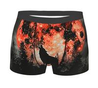 Boxer Homme Loup Hurlant À La Lune Rouge, Arbre, Animal Sauvage Boxers Shorty Respirants Boxer Shorts Confortables Caleçon Boxeur pour Running Adaptés À Toutes Occasions Gym XL